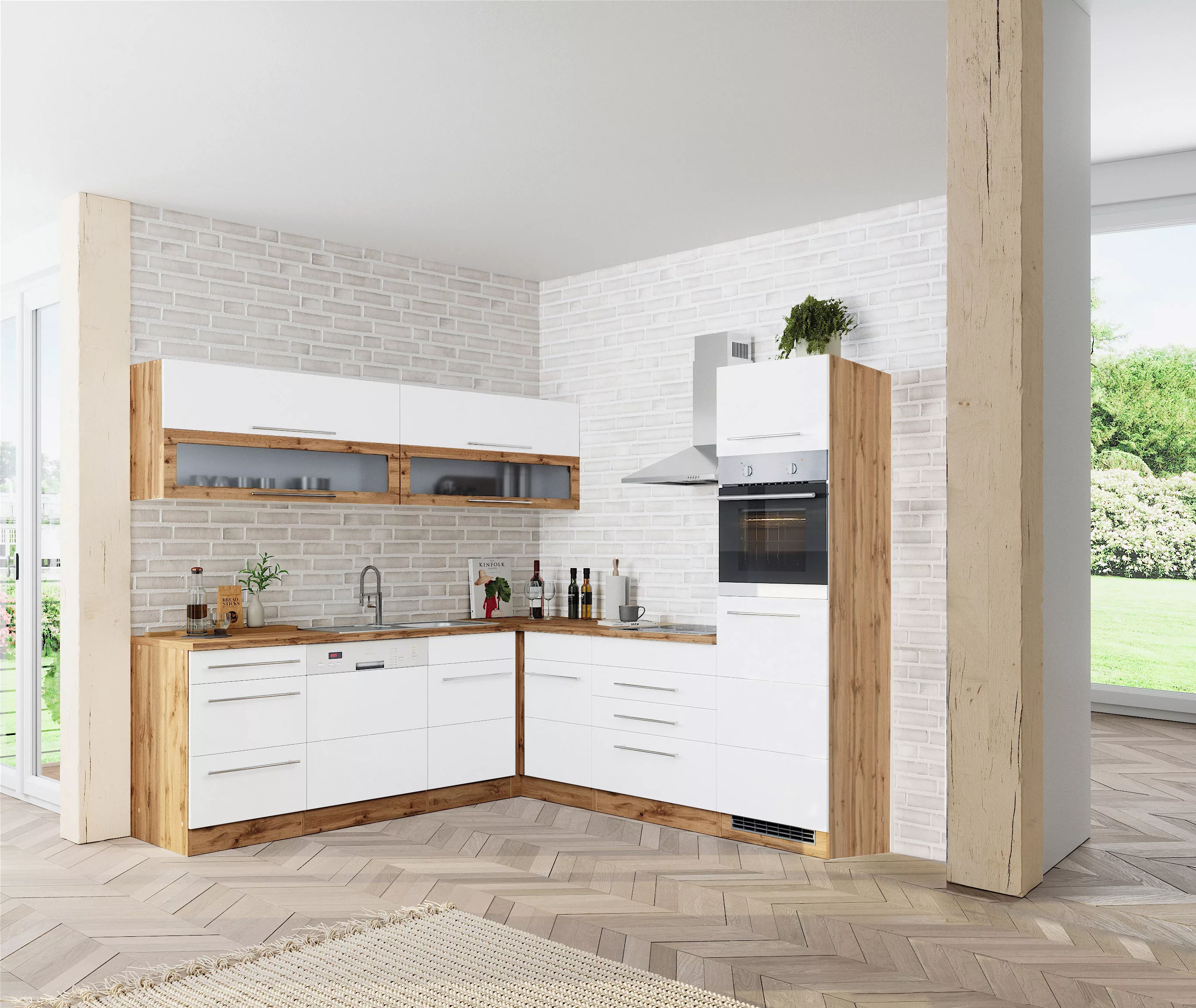 Kochstation Küche "KS-Wien", Stellbreite 220 x 250 cm, wahlweise mit E-Gerä günstig online kaufen