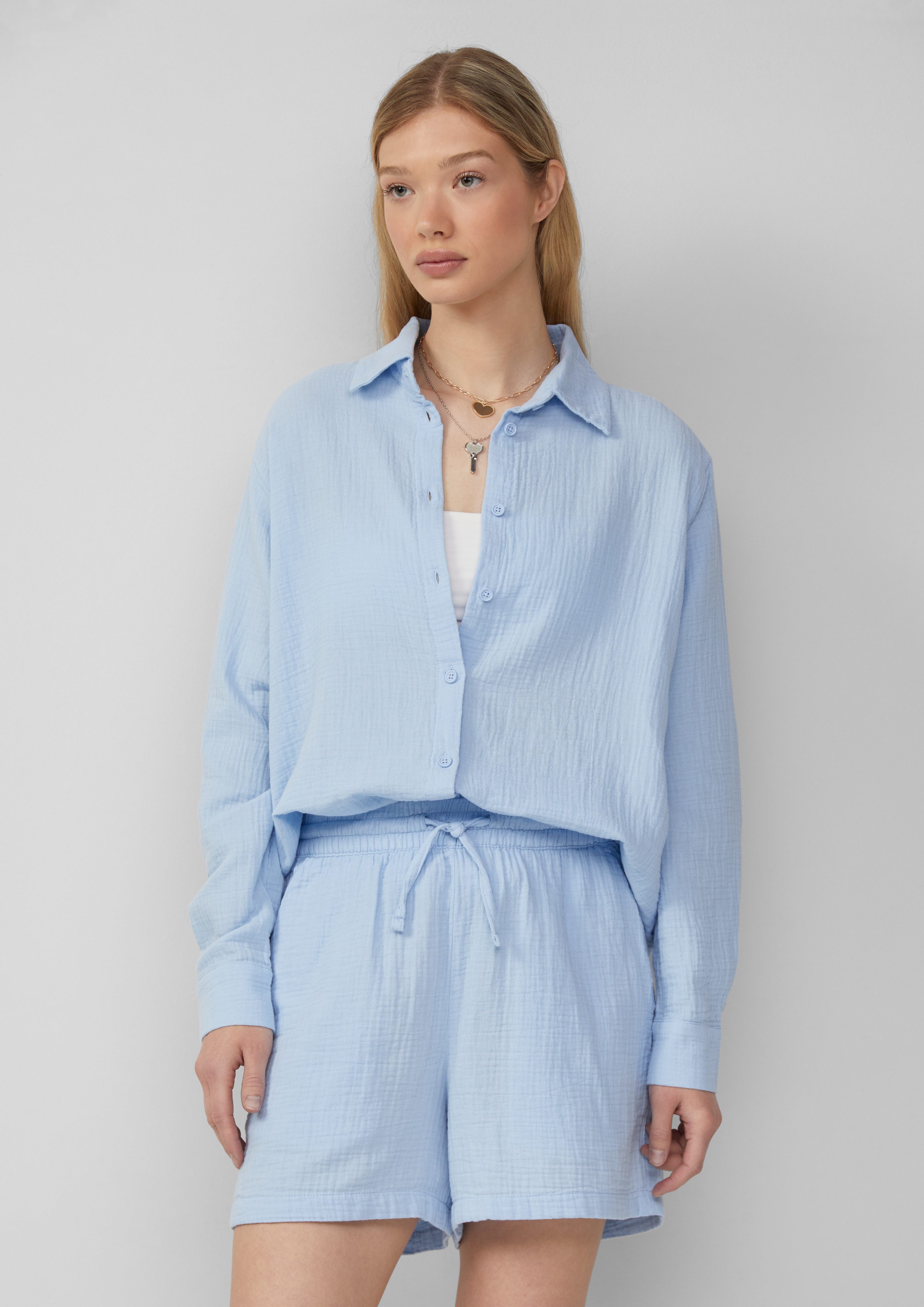QS Langarmbluse Hemdbluse aus Musselin günstig online kaufen