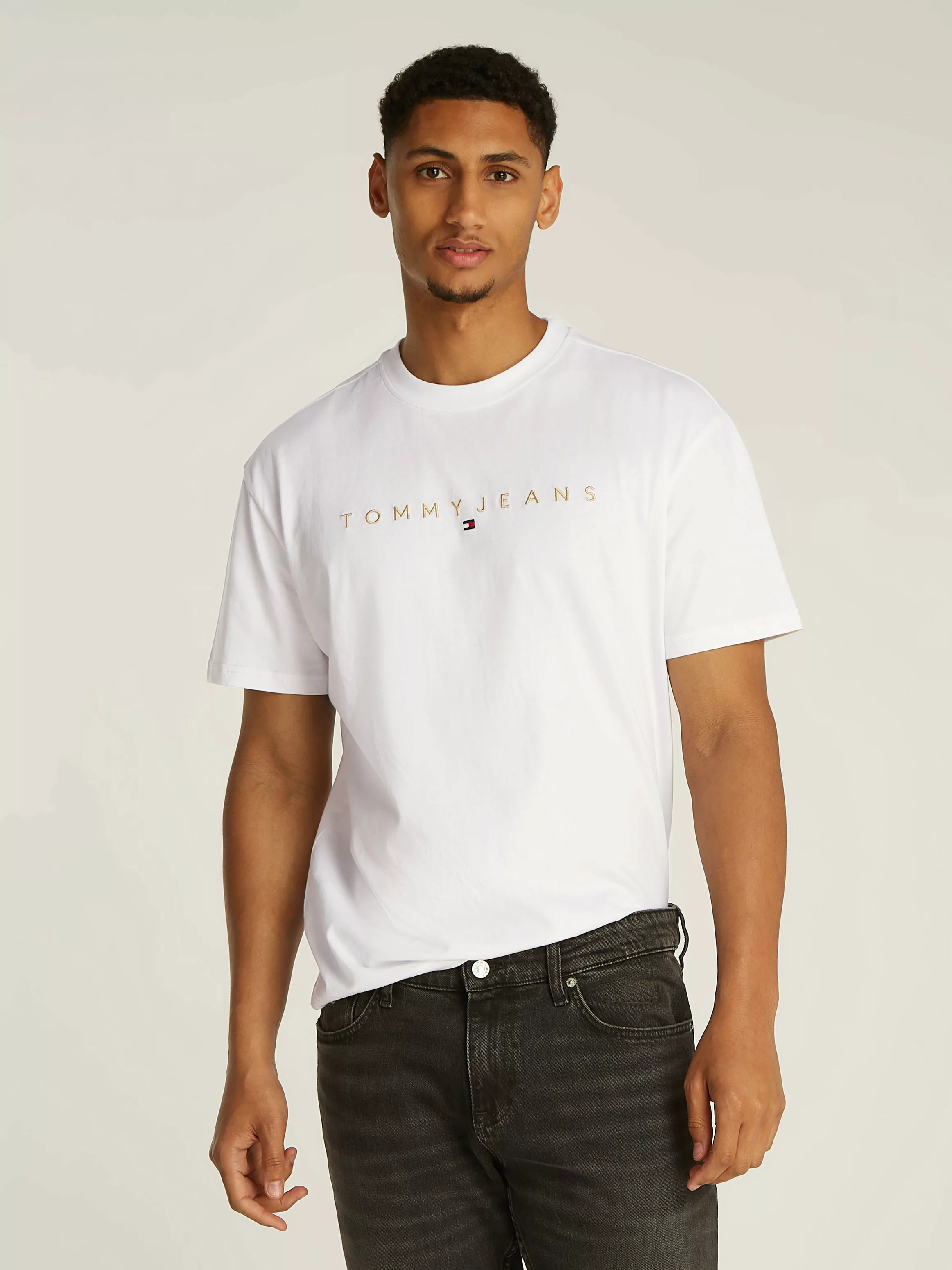 Tommy Jeans T-Shirt TJM REG GOLD LINEAR LOGO TEE EXT günstig online kaufen