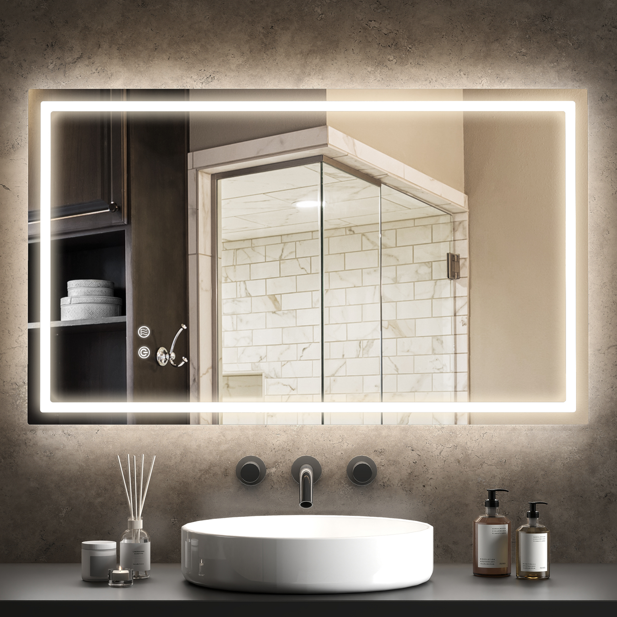 HOMCOM Badspiegel mit Beleuchtung 100x60 cm LED Spiegel mit Vor- und Hinter günstig online kaufen
