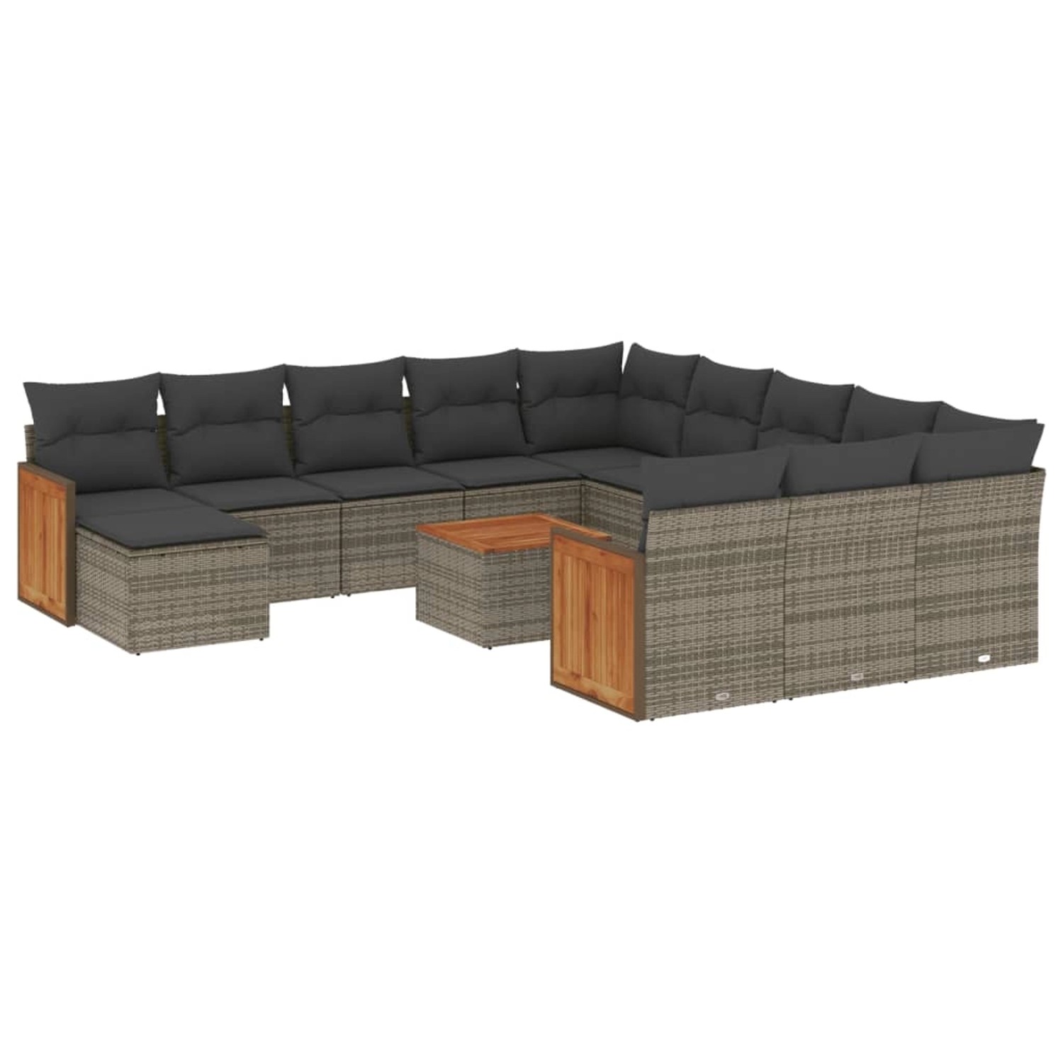 vidaXL 13-Tlg Garten-Sofagarnitur mit Kissen Grau Poly Rattan 3260674 günstig online kaufen