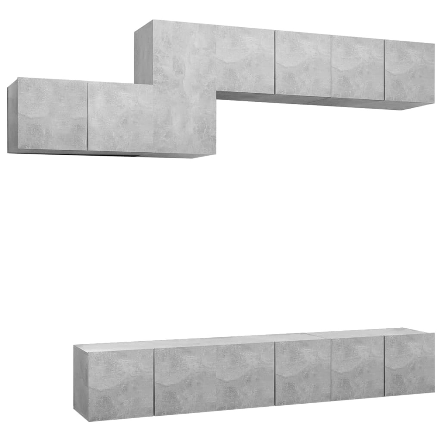 vidaXL 7-tlg. TV-Schrank-Set Betongrau Holzwerkstoff 6 günstig online kaufen