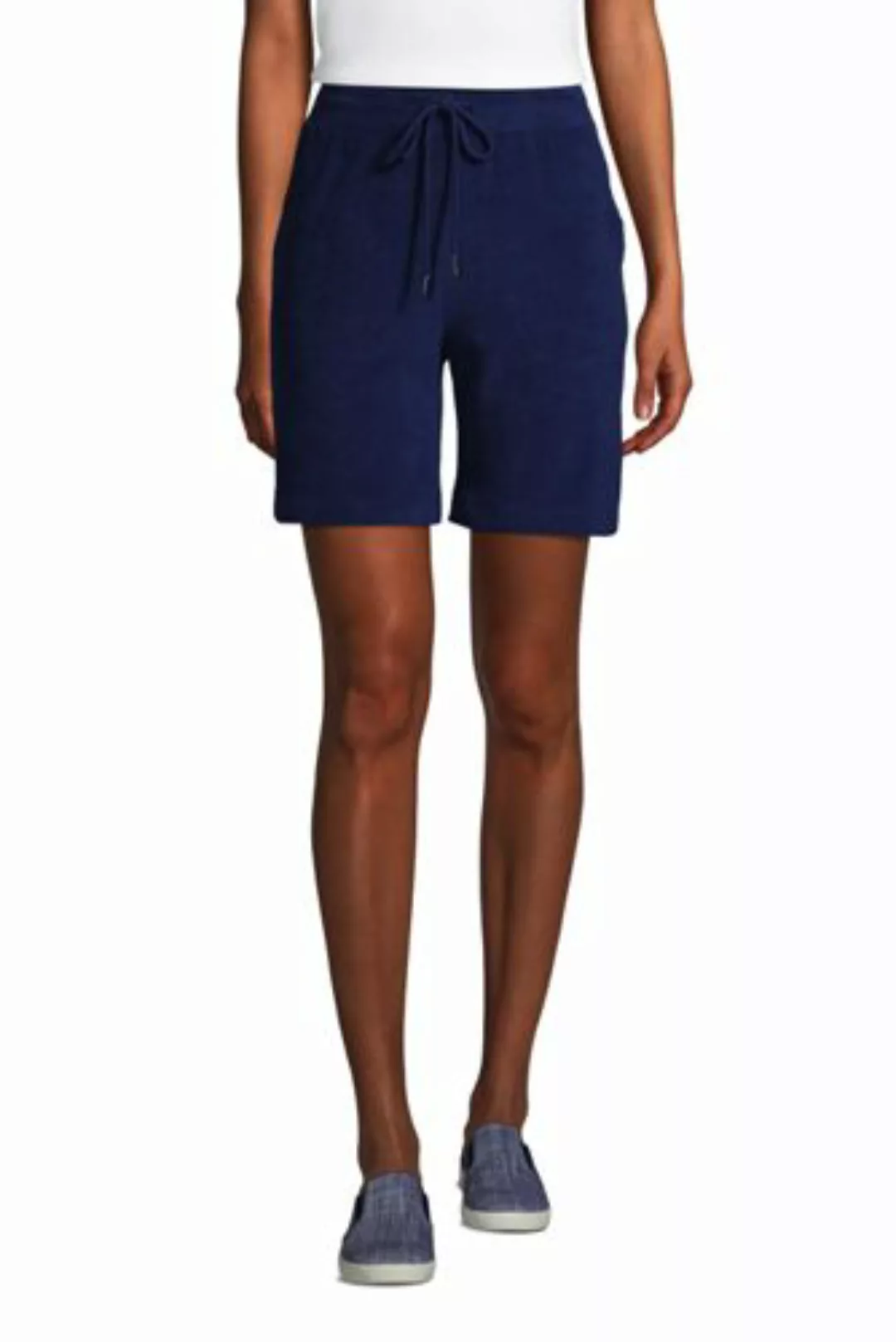 Shorts aus French Terry mit Dehnbund, 18 cm, Damen, Größe: M Normal, Blau, günstig online kaufen