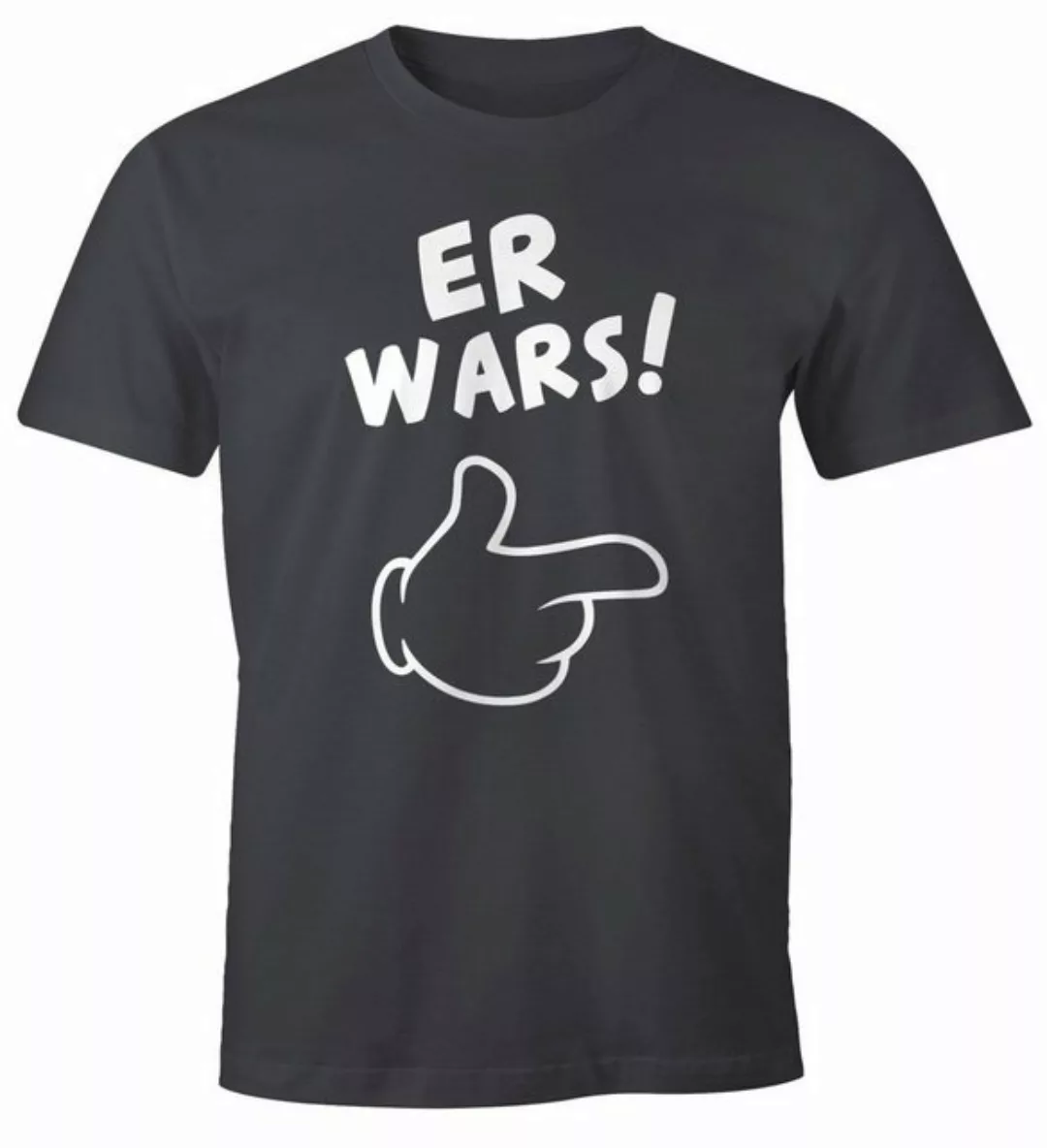 MoonWorks Print-Shirt Herren T-Shirt Er wars Spruch Comic Hand Fun-Shirt Mo günstig online kaufen