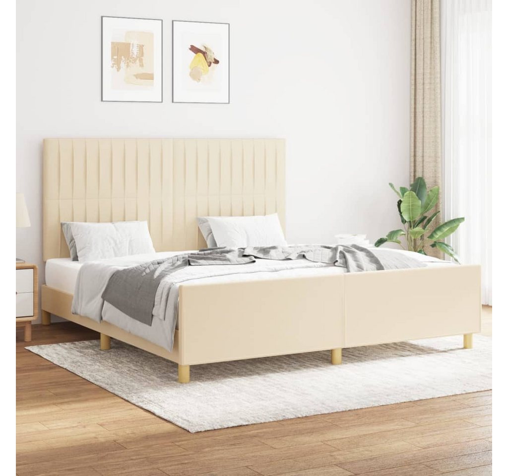 vidaXL Bettgestell mit Kopfteil Creme 160x200 cm Stoff Modell 31393461 günstig online kaufen