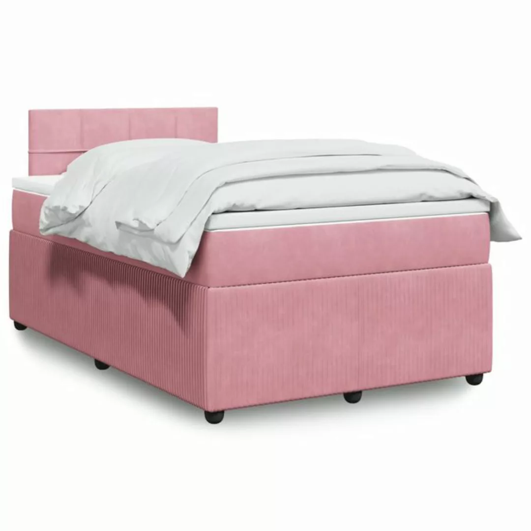 vidaXL Boxspringbett, Boxspringbett mit Matratze Rosa 120x190 cm Samt günstig online kaufen