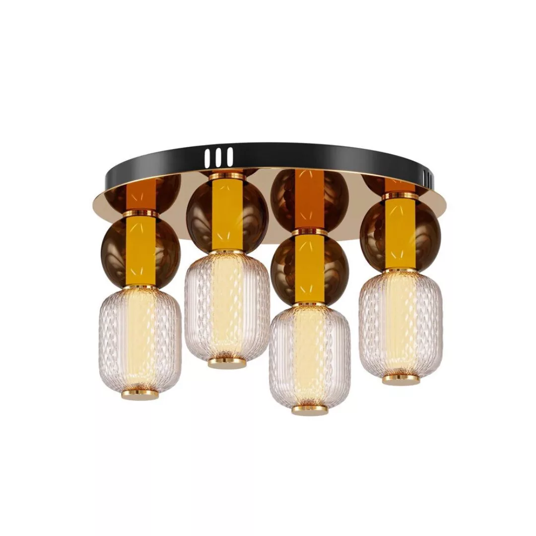 LED Deckenleuchte Drop in Gold und Transparent 4x 15W 7000lm günstig online kaufen