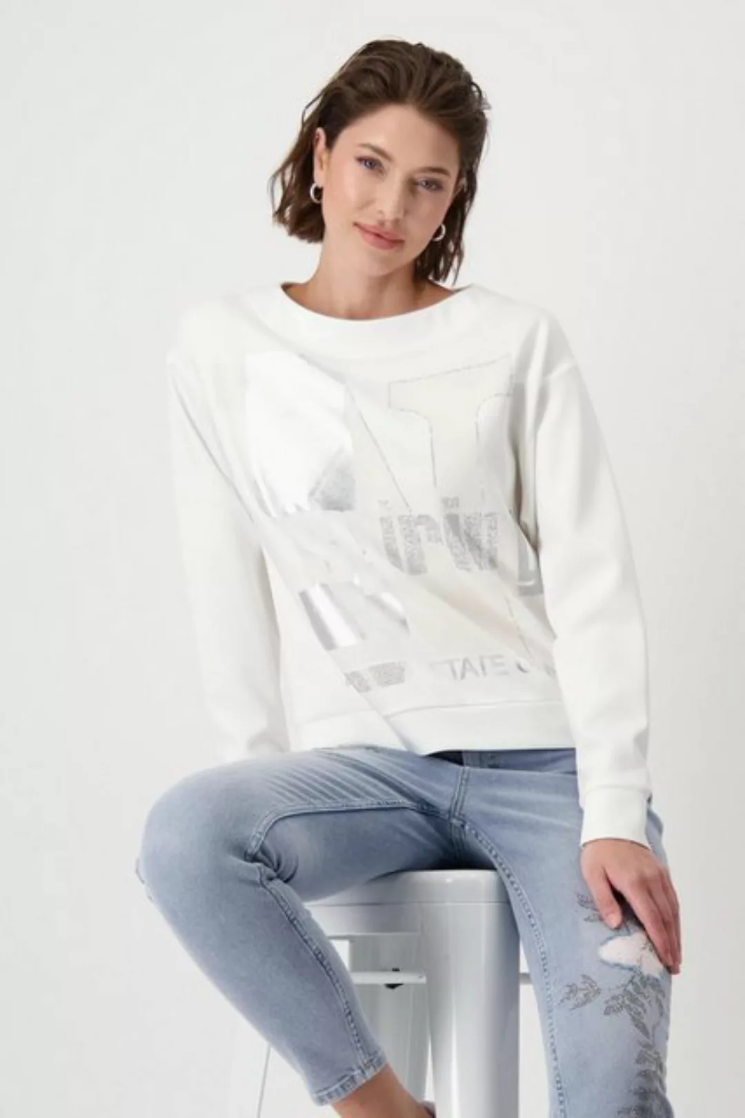 Monari Langarmshirt Pullover, off-white günstig online kaufen