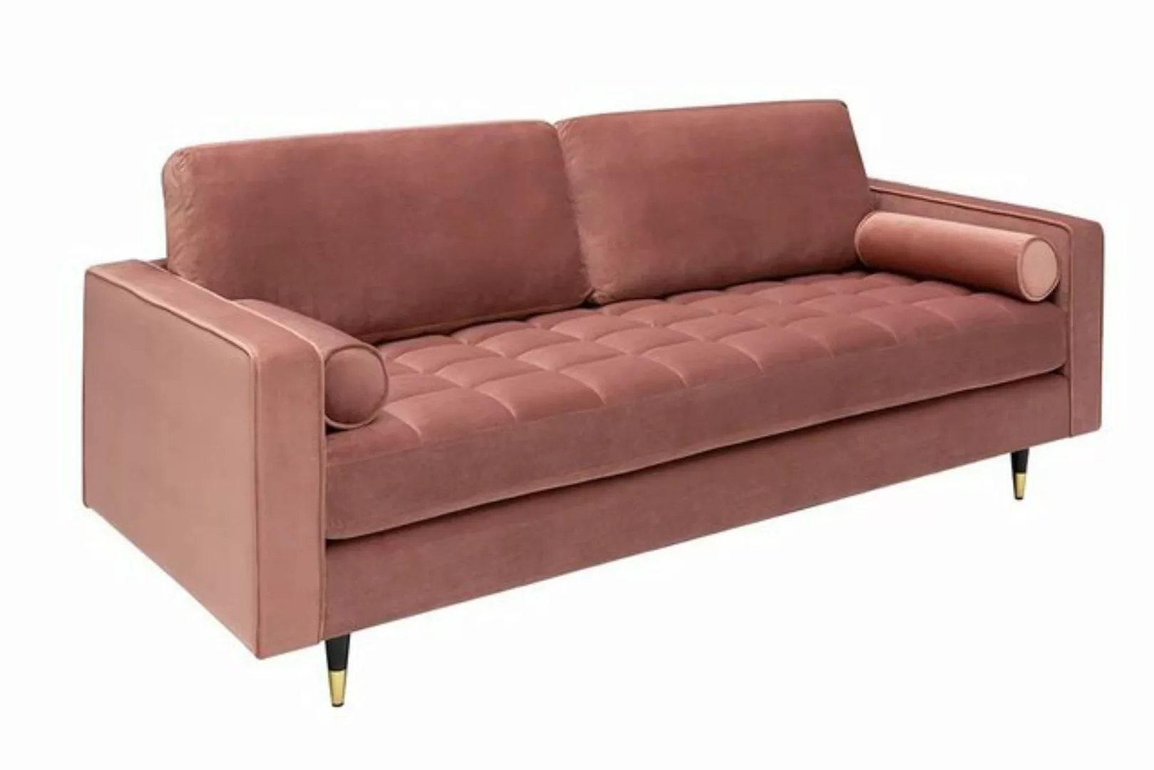 LebensWohnArt Sofa Modernes 3er Sofa 220cm COMFORT alt-rosa Samt Federkern günstig online kaufen