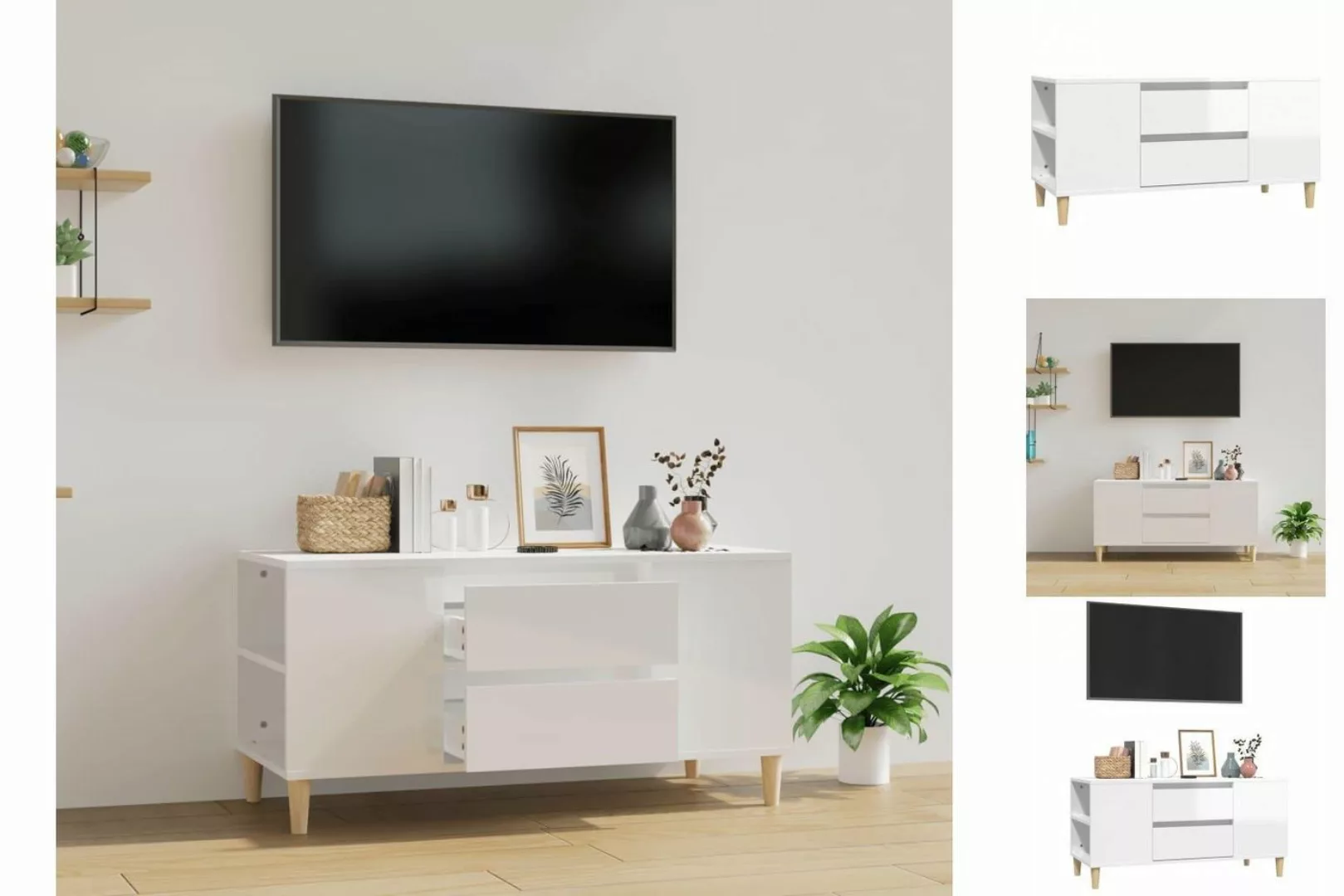 vidaXL TV-Schrank TV-Schrank Hochglanz-Weiß 102x44,5x50 cm Holzwerkstoff TV günstig online kaufen