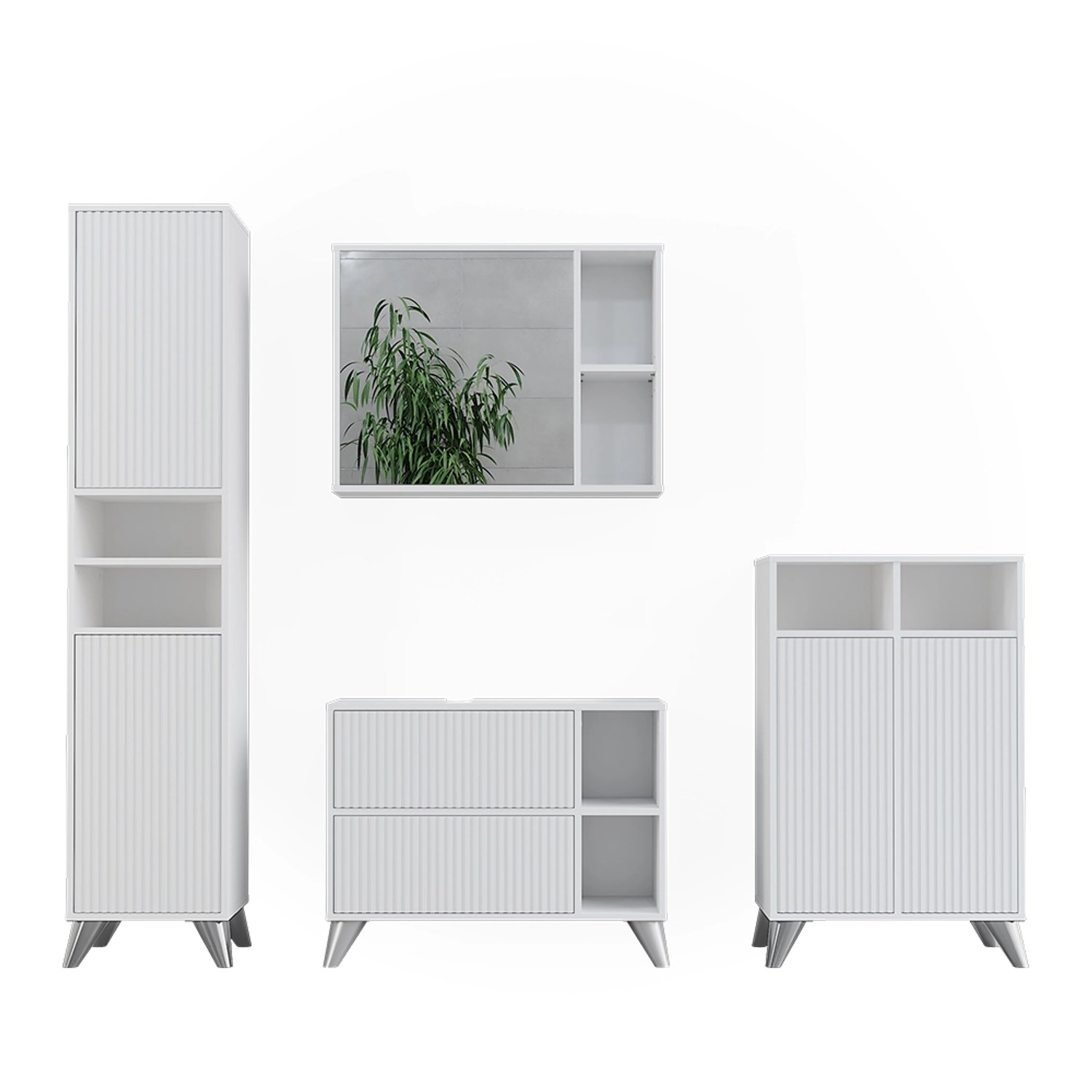 Vicco Badmöbel-Set Leano Weiß 80 cm Set 4 günstig online kaufen