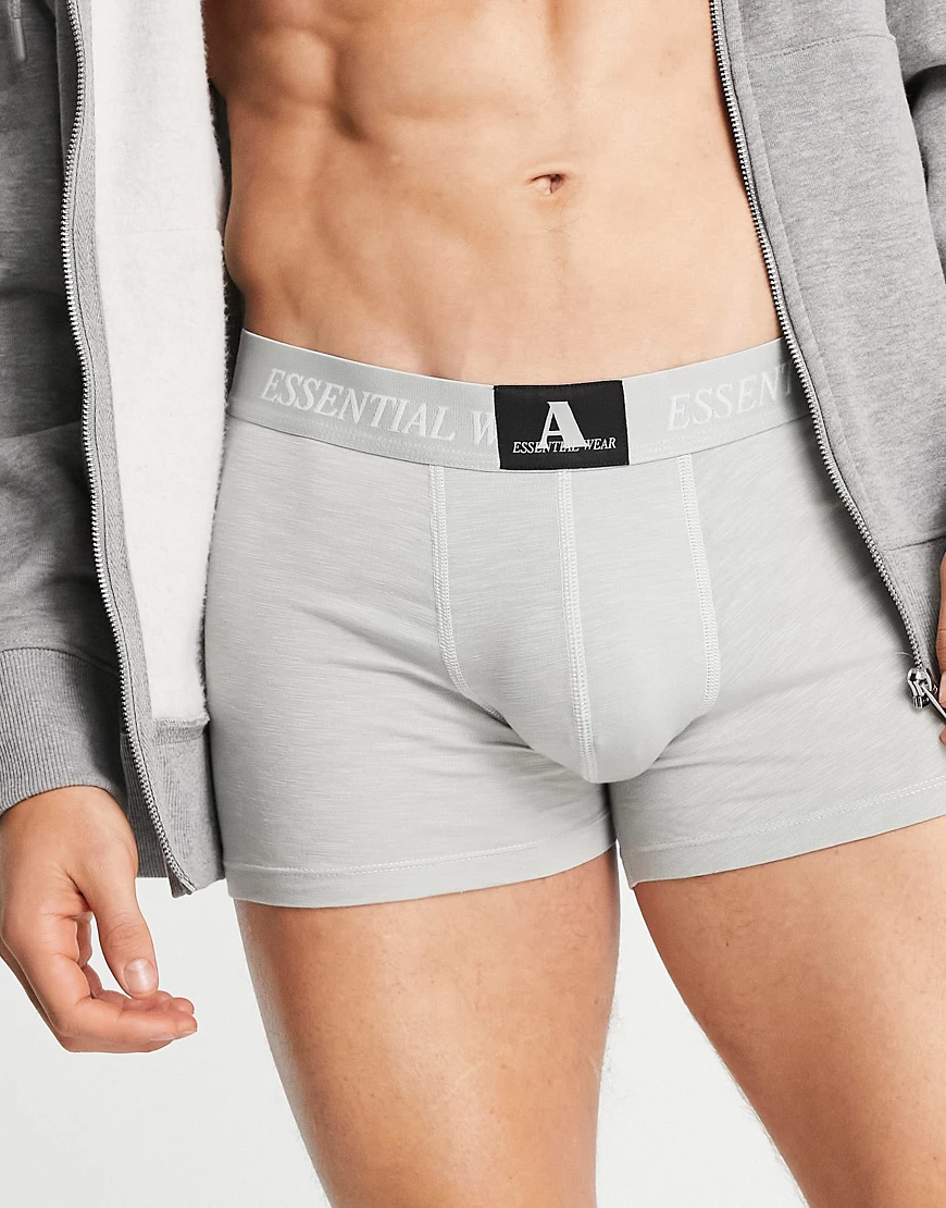 ASOS DESIGN – Essentialwear – Unterhose aus Modal in Grau mit Markenlogo günstig online kaufen