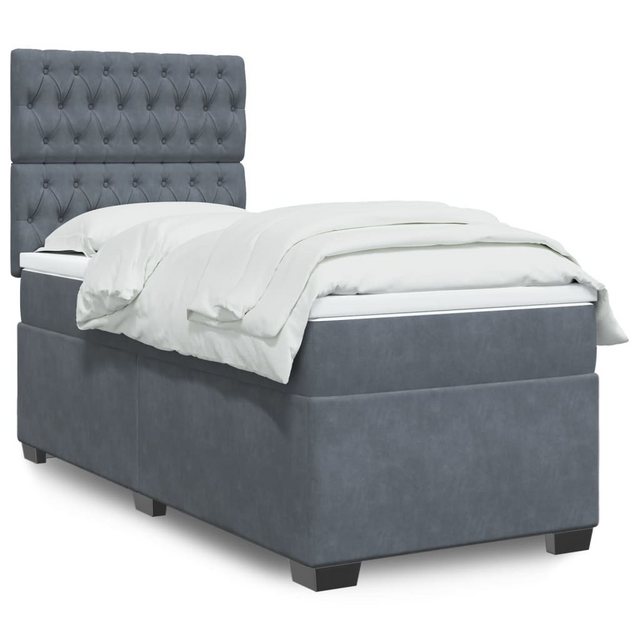 vidaXL Boxspringbett mit Matratze Dunkelgrau 90x190 cm Samt2099310 günstig online kaufen