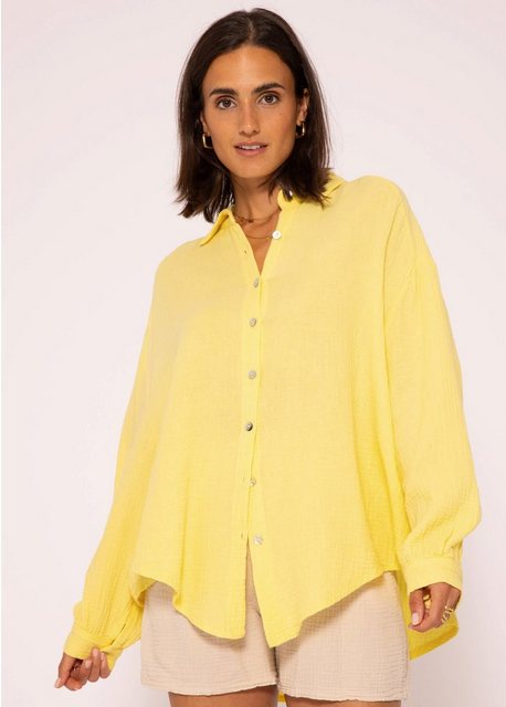 SASSYCLASSY Longbluse Oversize Musselin Bluse Damen kurz Langarm Elegant He günstig online kaufen