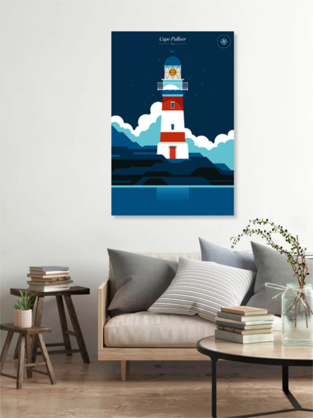 Poster / Leinwandbild - Leuchtturm Cape Palliser günstig online kaufen