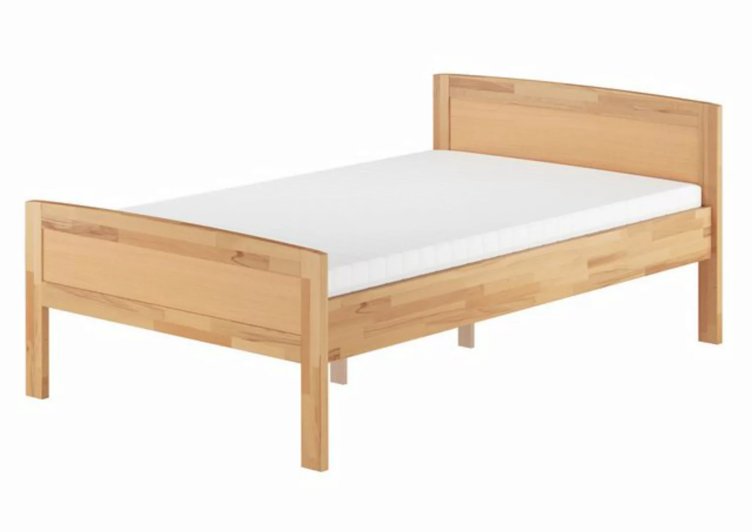 ERST-HOLZ Bett Hohes Seniorenbett Überlänge Buche 120x220, Buchefarblos lac günstig online kaufen