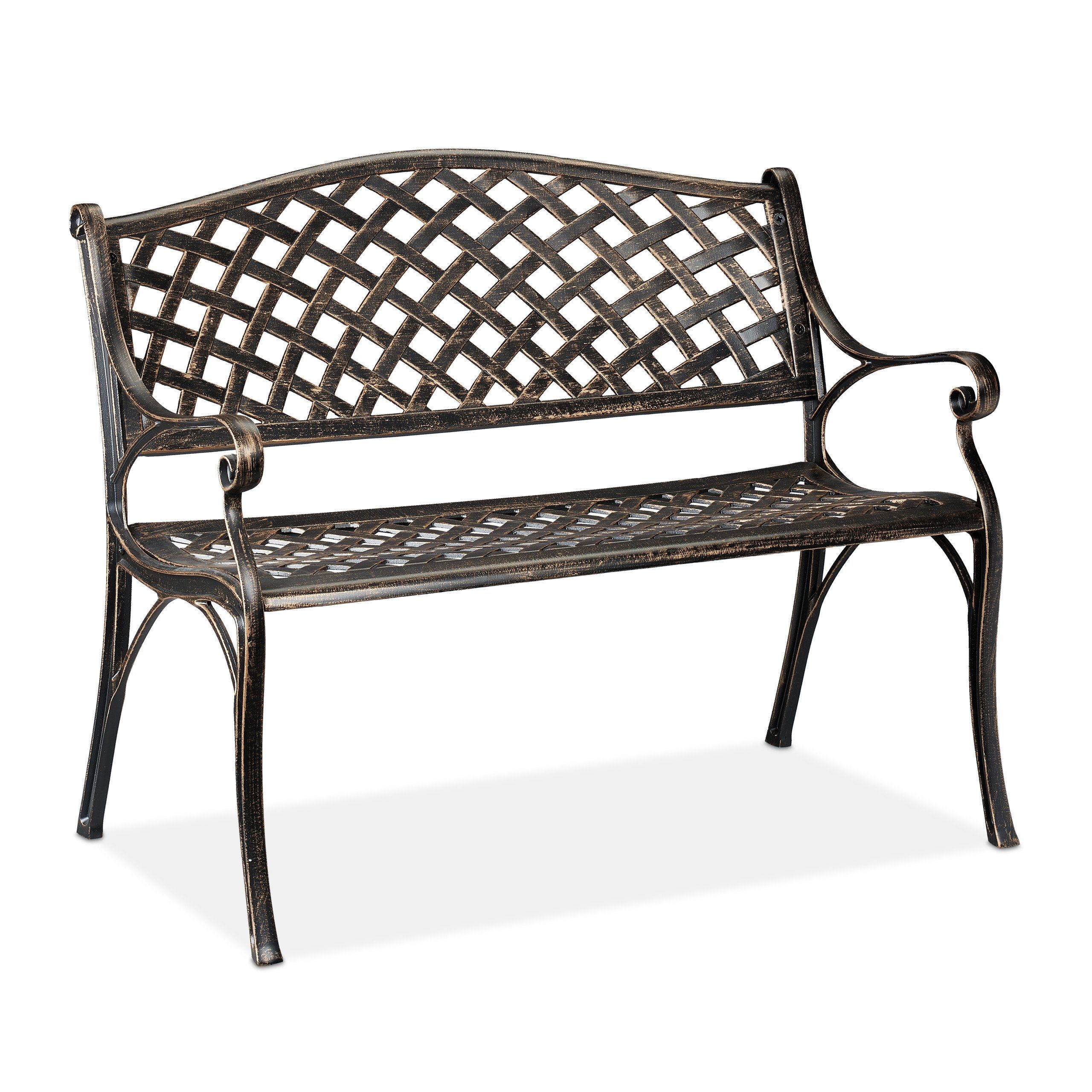 relaxdays Gartenbank Metall in Schwarz Bronze günstig online kaufen