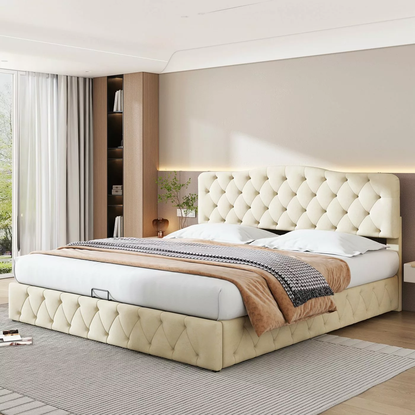 Celya Polsterbett 180×200cm Doppelbett,Polsterbett mit höhenverstellbares K günstig online kaufen