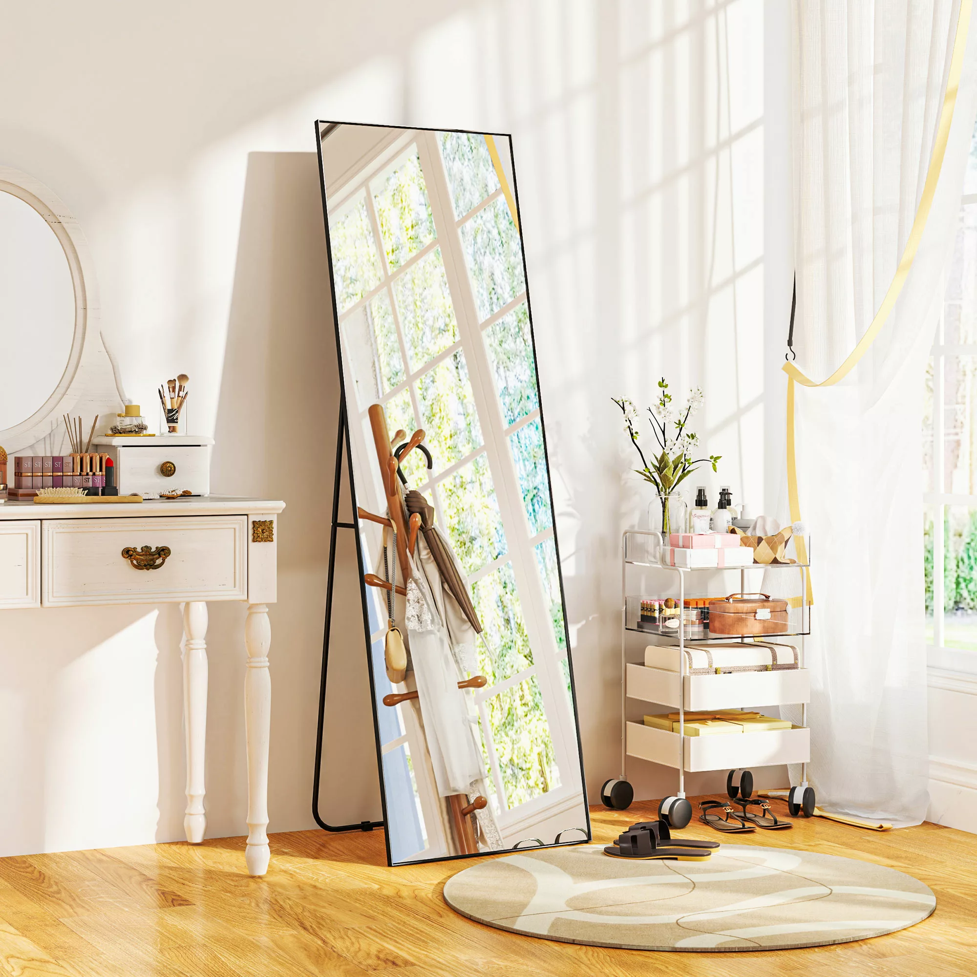 HOMCOM Großer rechteckiger Ganzkörperspiegel, 50 x 160 cm - Stehender Spieg günstig online kaufen