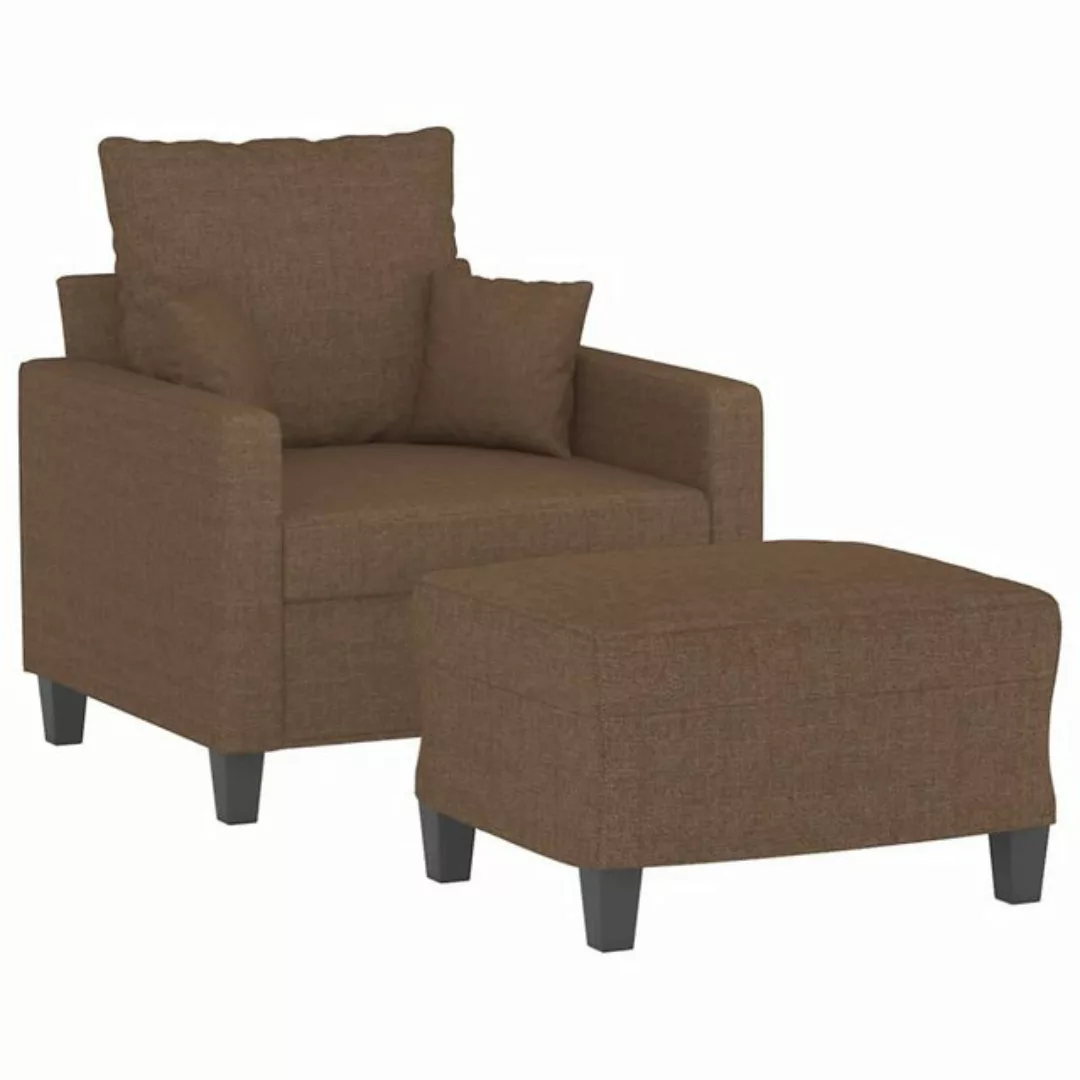 vidaXL Sofa Sessel mit Hocker Braun 60 cm Stoff günstig online kaufen