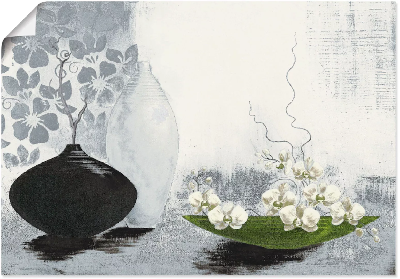Artland Wandbild "Modernes bauchiges Gefäß mit Orchideen", Vasen & Töpfe, ( günstig online kaufen