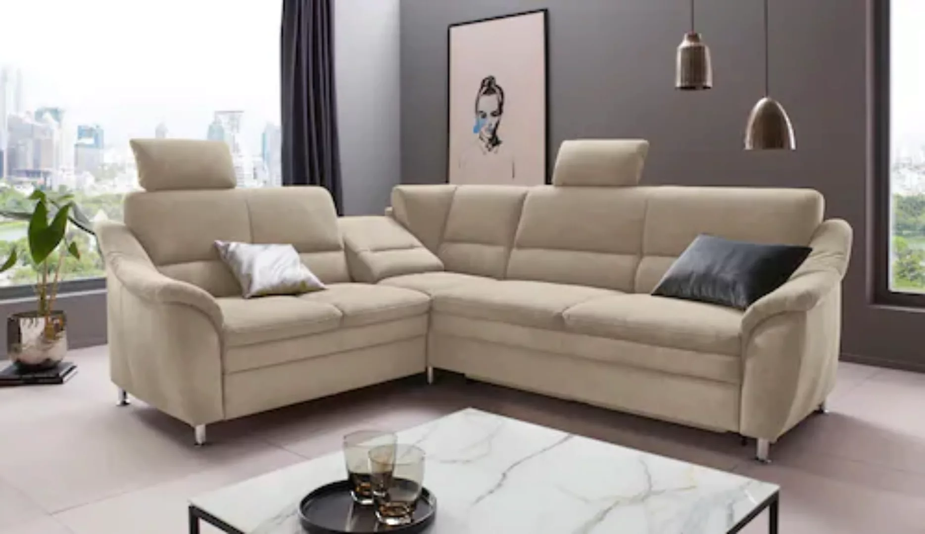 Places of Style Ecksofa »Cardoso L-Form«, Federkern, wahlweise mit Bett, Sc günstig online kaufen