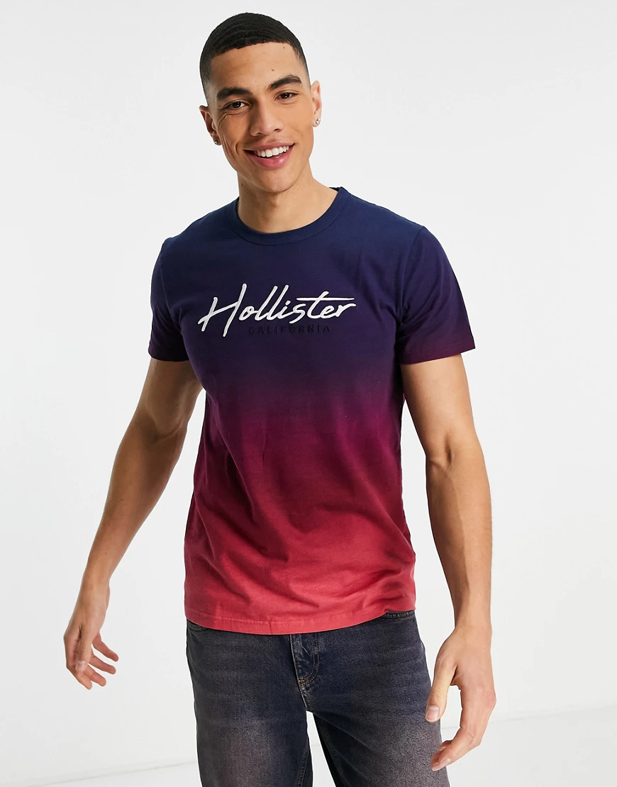 Hollister – T-Shirt in Burgunderrot mit Farbverlauf günstig online kaufen