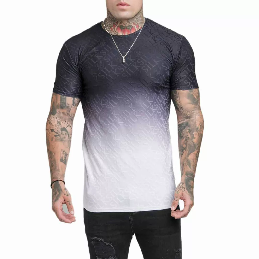 Siksilk Jacquard Fade Print Gym Kurzärmeliges T-shirt S Black / White günstig online kaufen