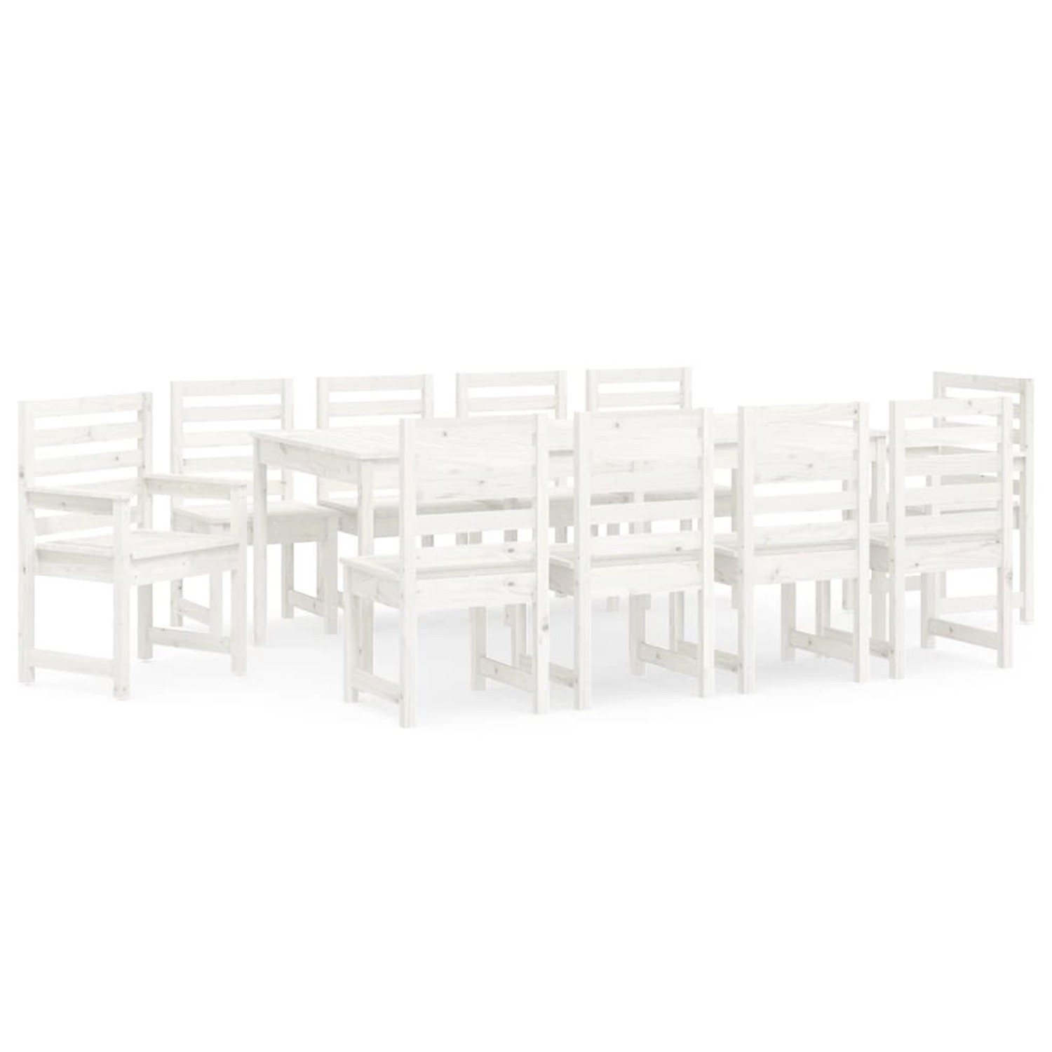 vidaXL 11-Tlg Garten-Essgruppe Weiß Massivholz Kiefer 3154720 günstig online kaufen