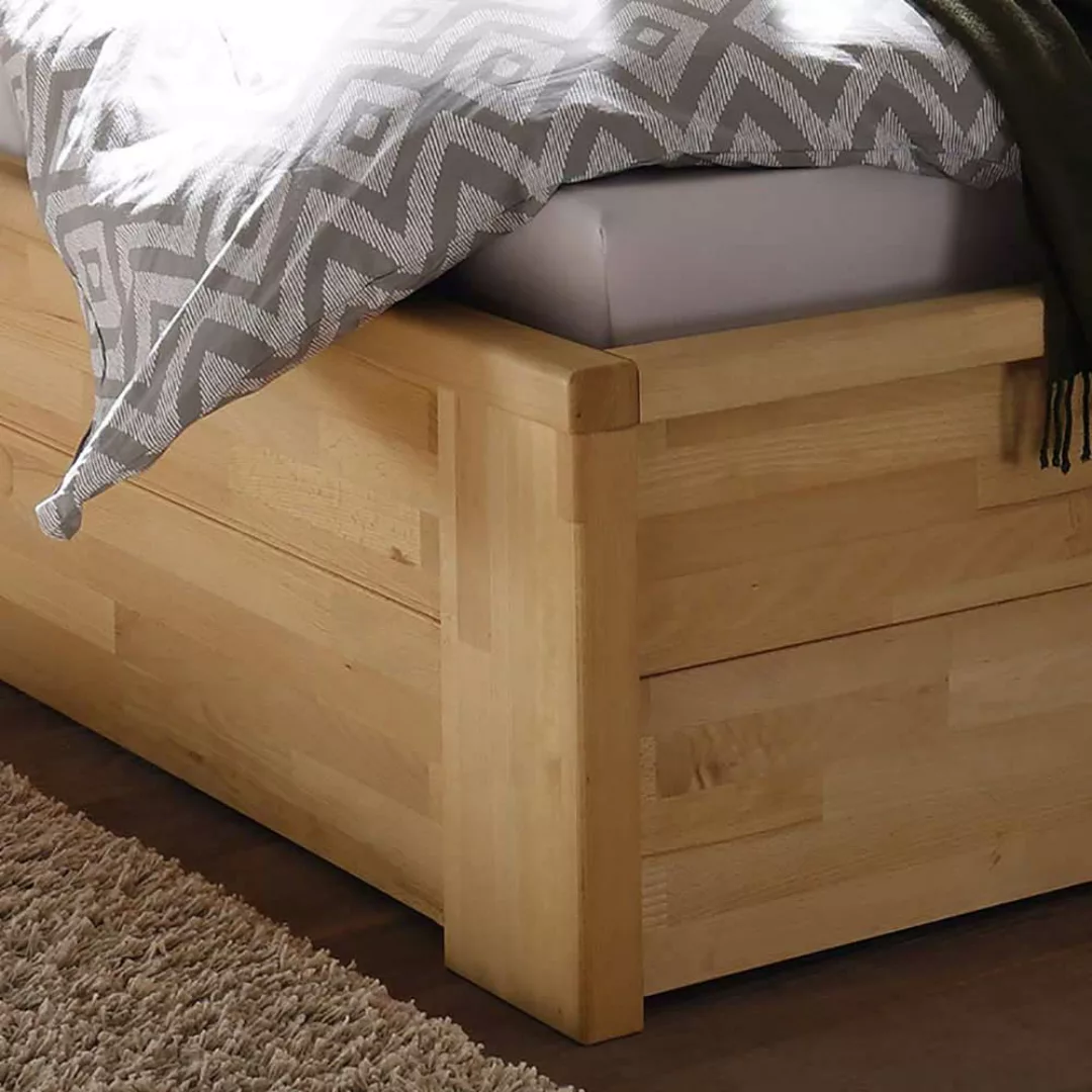 Bett mit Schubladen Kernbuche Massivholz günstig online kaufen