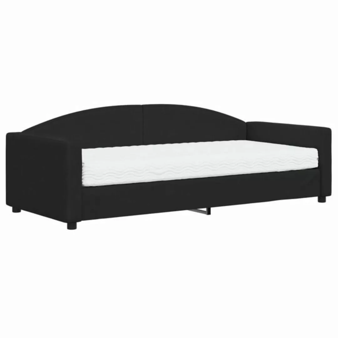 furnicato Bett Tagesbett mit Matratze Schwarz 90x200 cm Stoff günstig online kaufen