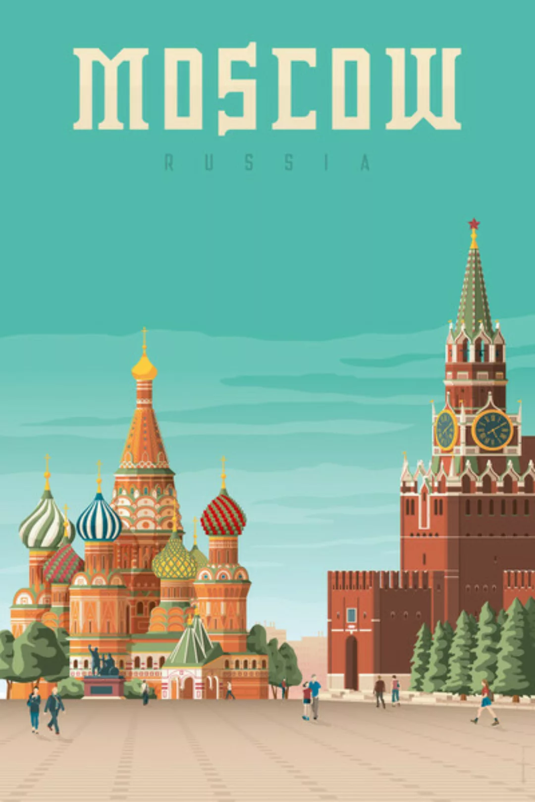 Poster / Leinwandbild - Moskau Vintage Travel Wandbild günstig online kaufen