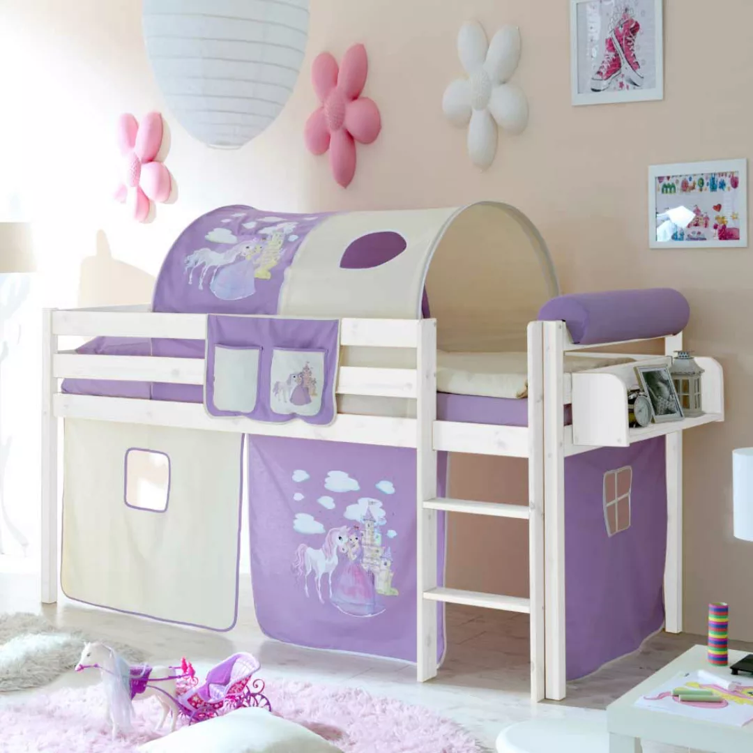 Prinzessin Kinderbett in Lila Beige halbhoch günstig online kaufen