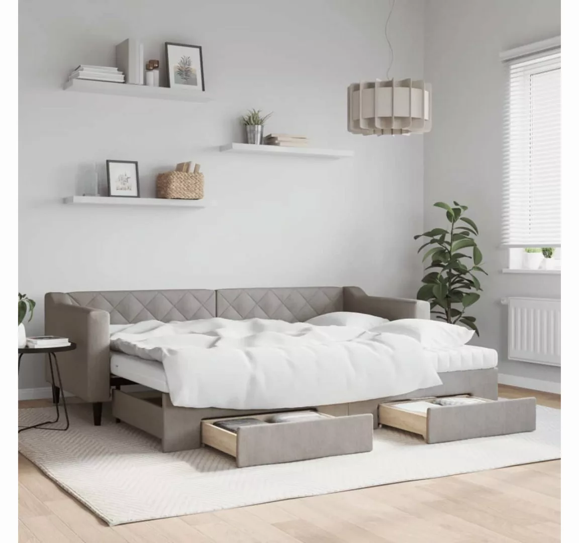 vidaXL Gästebett Gästebett Tagesbett Ausziehbar mit Schubladen Taupe 80x200 günstig online kaufen