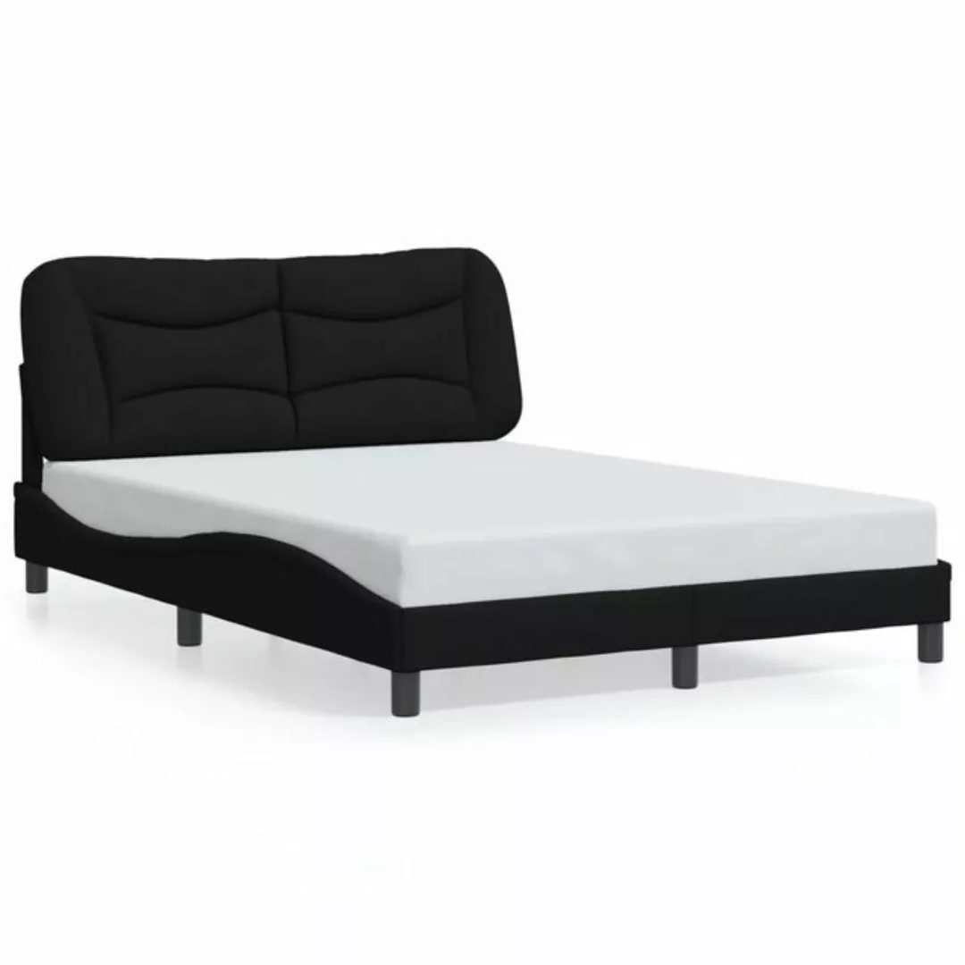 vidaXL Bettgestell, Bettrahmen mit Kopfteil Schwarz 140x190 cm Stoff günstig online kaufen