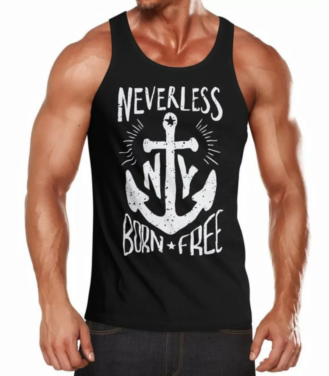 Neverless Tanktop Herren Tank Top Anker Born Free Anchor Sailing Muskelshir günstig online kaufen