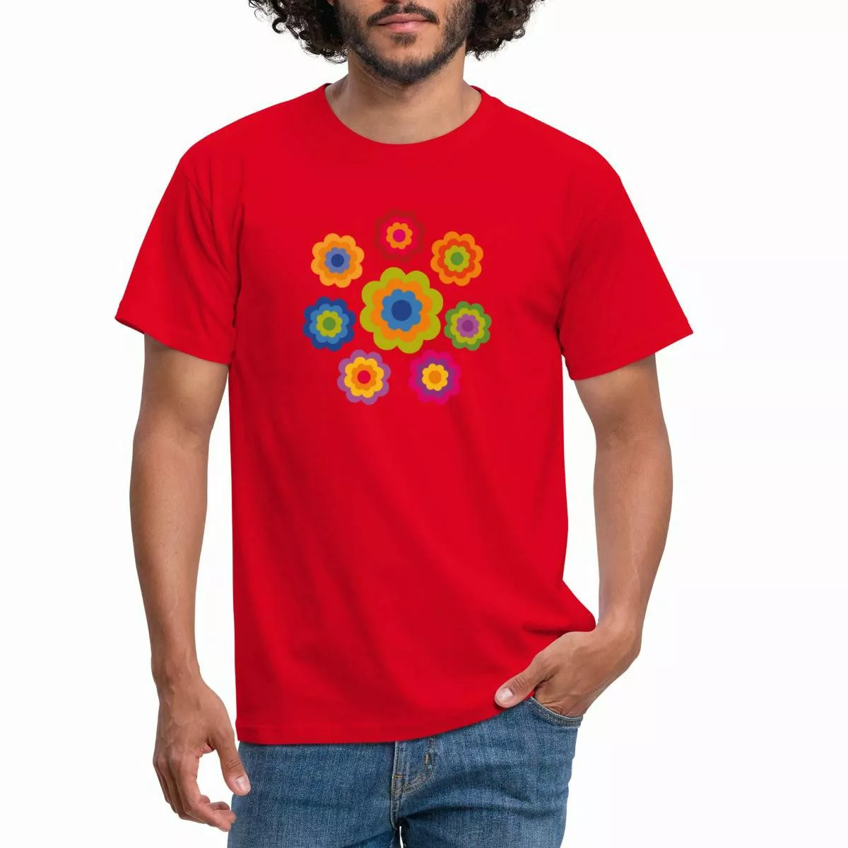 Spreadshirt T-Shirt 70er Jahre Hippie Flower günstig online kaufen