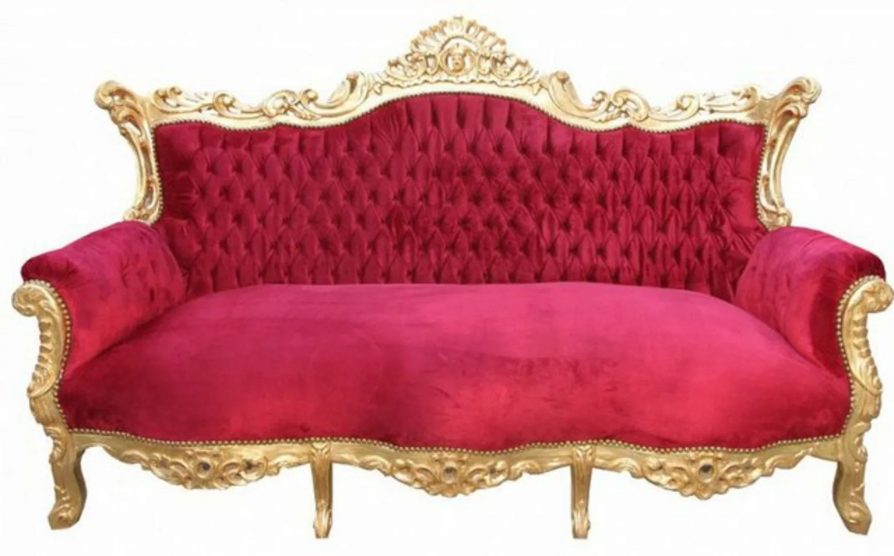 Casa Padrino Sofa Barock Sofa 3er Master Bordeaux Rot /Gold- Antik Möbel günstig online kaufen