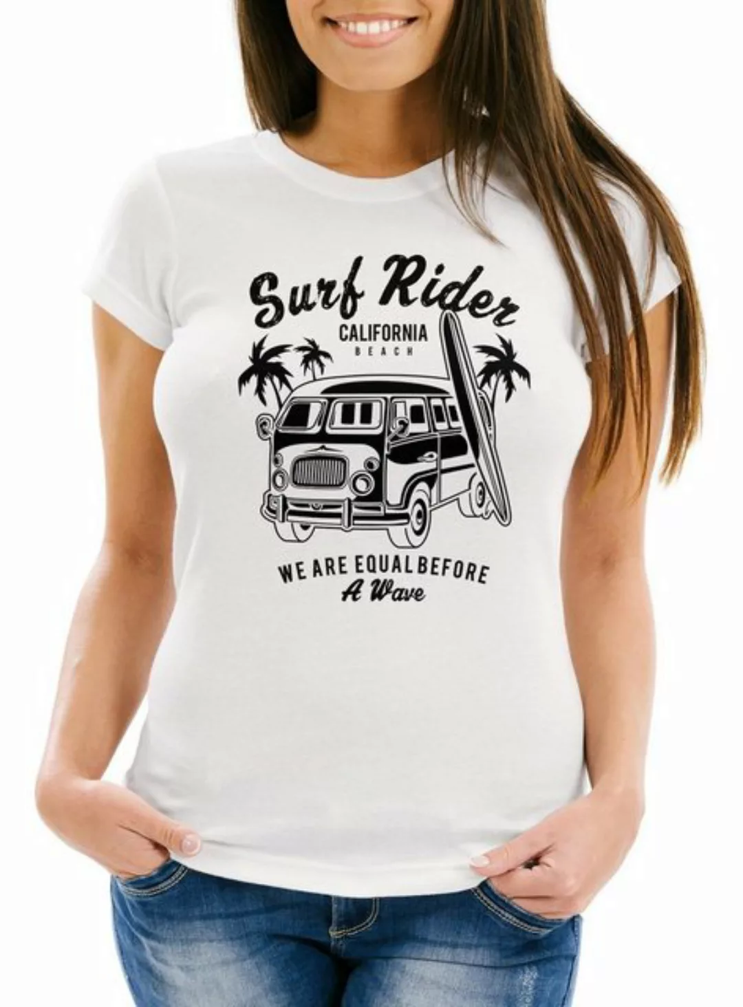 Neverless Print-Shirt Damen T-Shirt Bus Surfing Retro Slim Fit Neverless® m günstig online kaufen