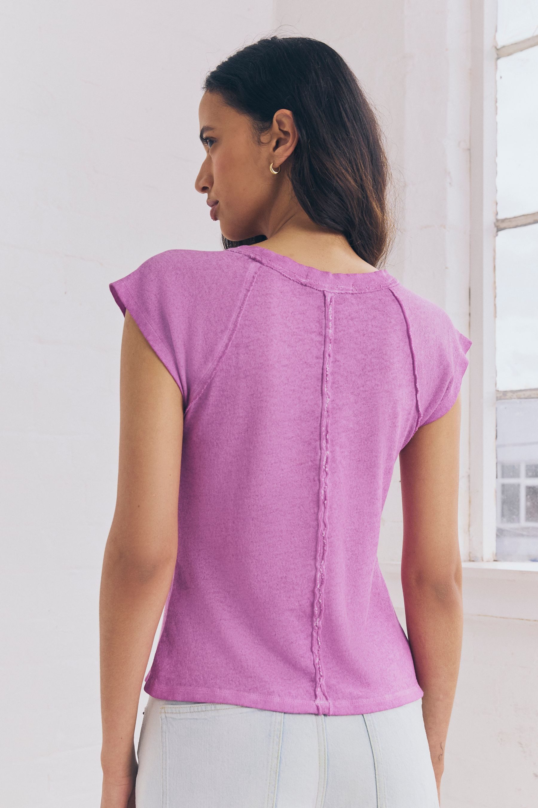 Next Shirttop Gewaschenes T-Shirt mit offenen günstig online kaufen