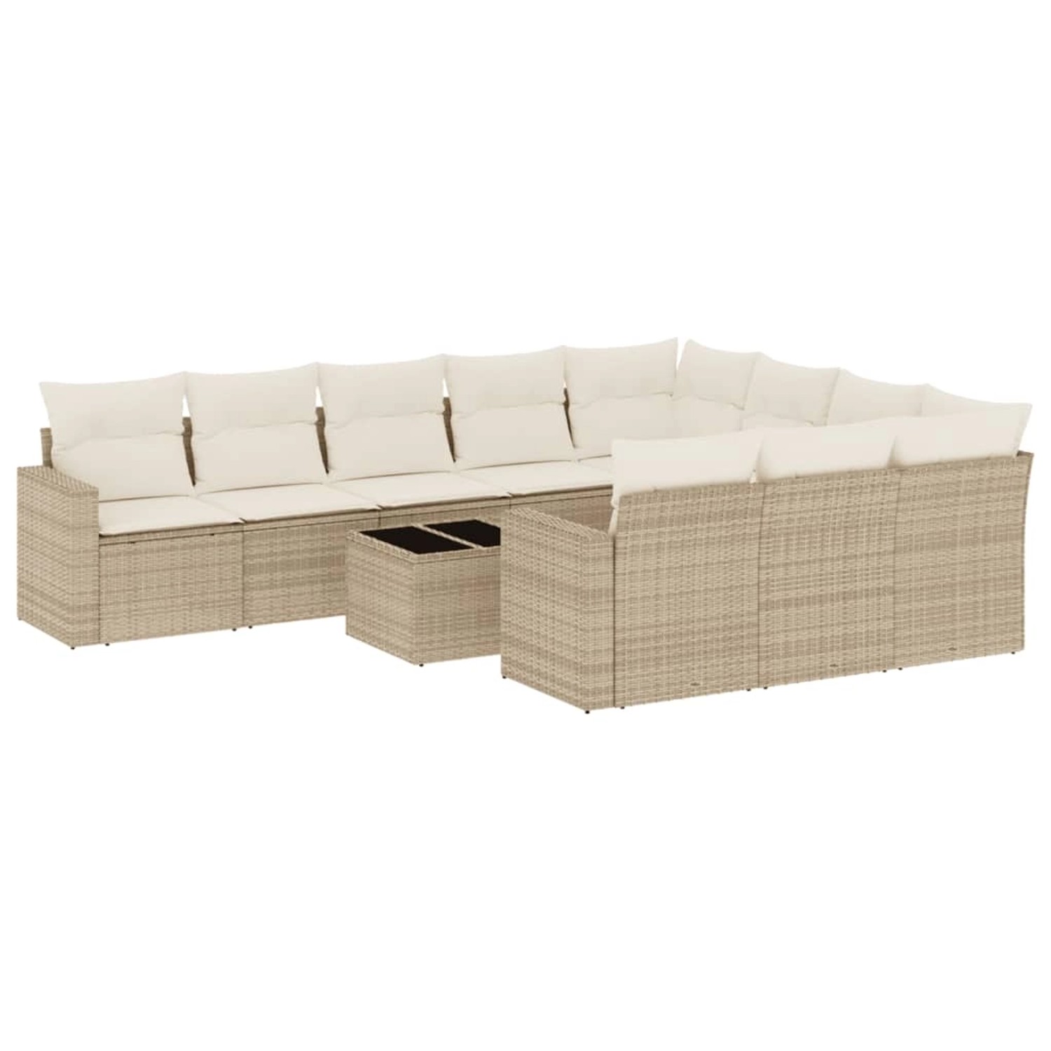 vidaXL 11-Tlg Garten-Sofagarnitur mit Kissen Beige Poly Rattan 3219488 günstig online kaufen
