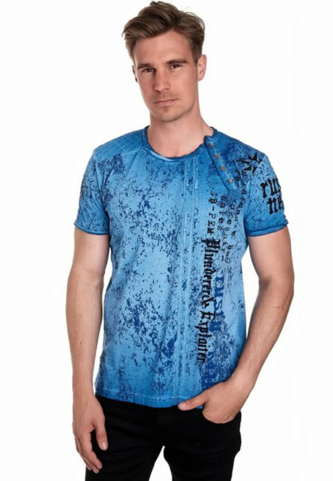 Rusty Neal T-Shirt mit seitlicher Knopfleiste günstig online kaufen