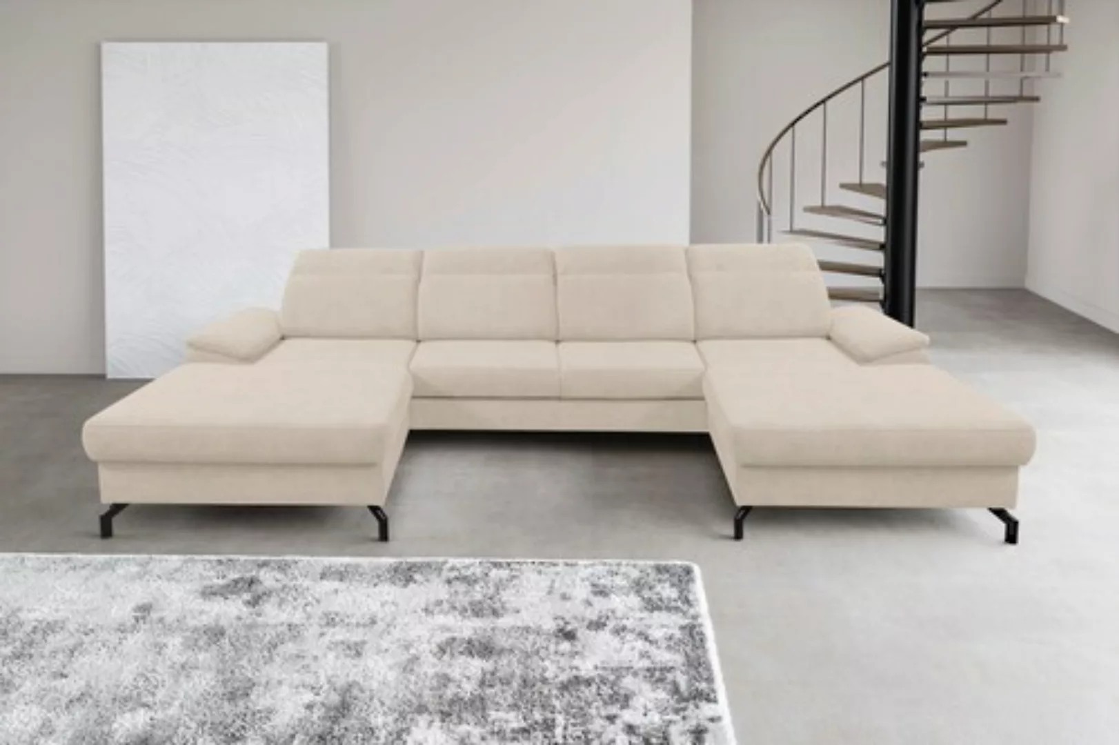 WERK2 Wohnlandschaft »Slavio U-Form«, Modernes U-Sofa mit Schlaffunktion, B günstig online kaufen