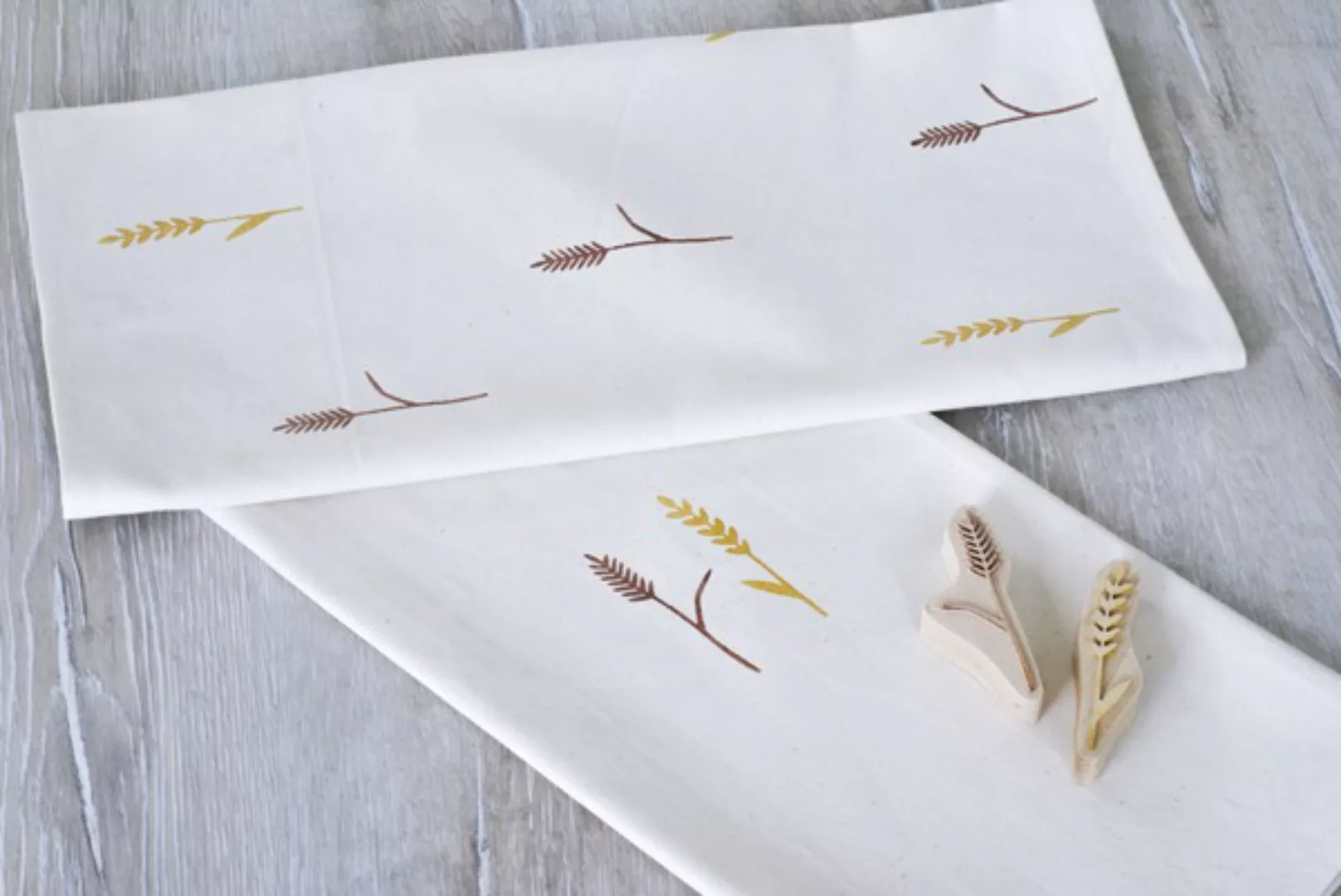 Geschirrtuch Set “Getreide” Handbedruckt günstig online kaufen