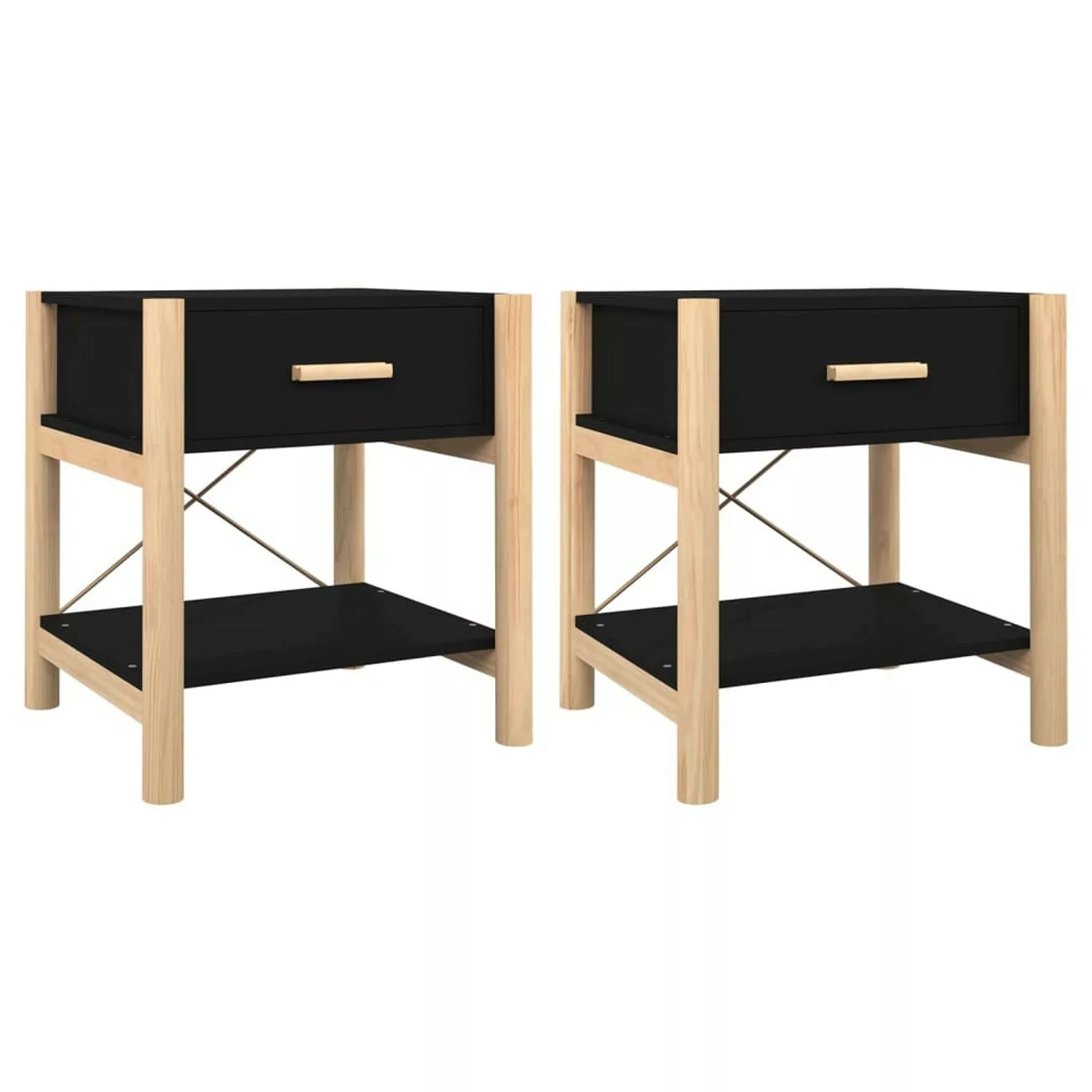 vidaXL Nachttische 2 Stk Schwarz 42x38x45 cm Holzwerkstoff günstig online kaufen