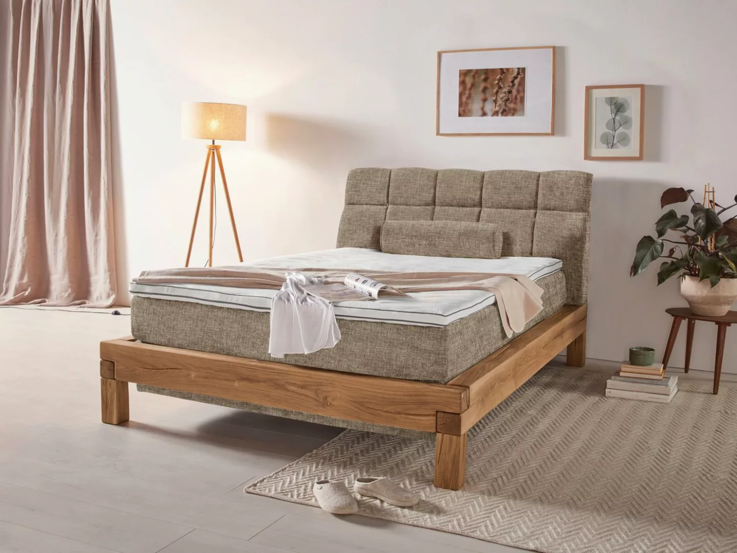 Home affaire Boxspringbett Villads, Liegefläche: 140/200 cm, aus Balkeneich günstig online kaufen