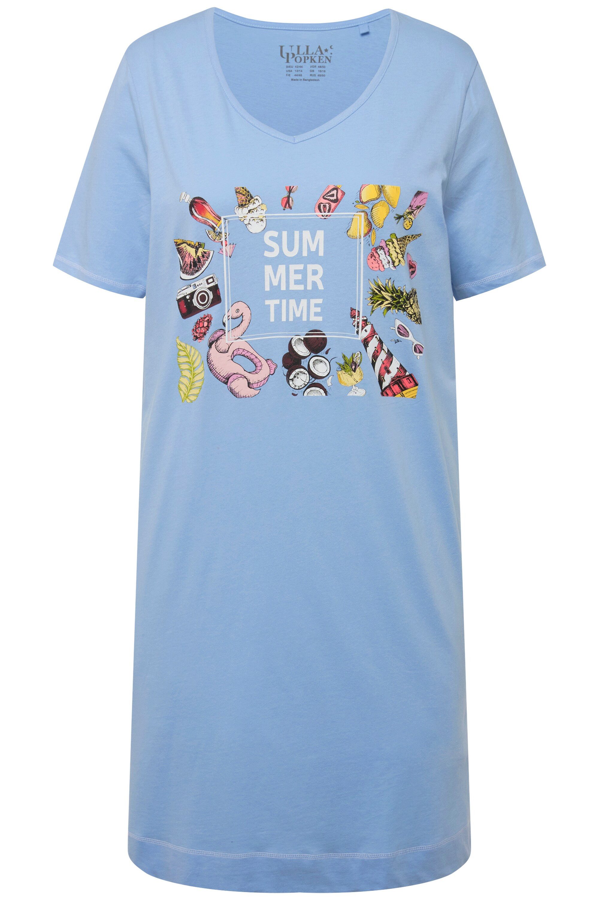 Ulla Popken Bigshirt Bigshirt bedruckt V-Ausschnitt günstig online kaufen