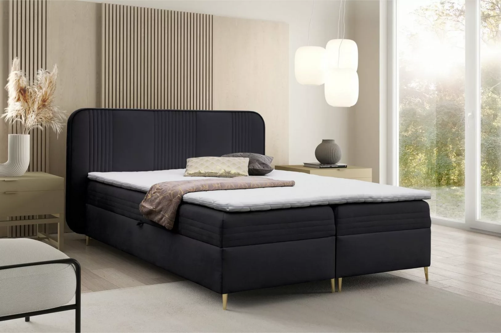 AN-MOEBEL4U Boxspringbett GOLDFLAIR, inkl. Bettkasten und Topper günstig online kaufen