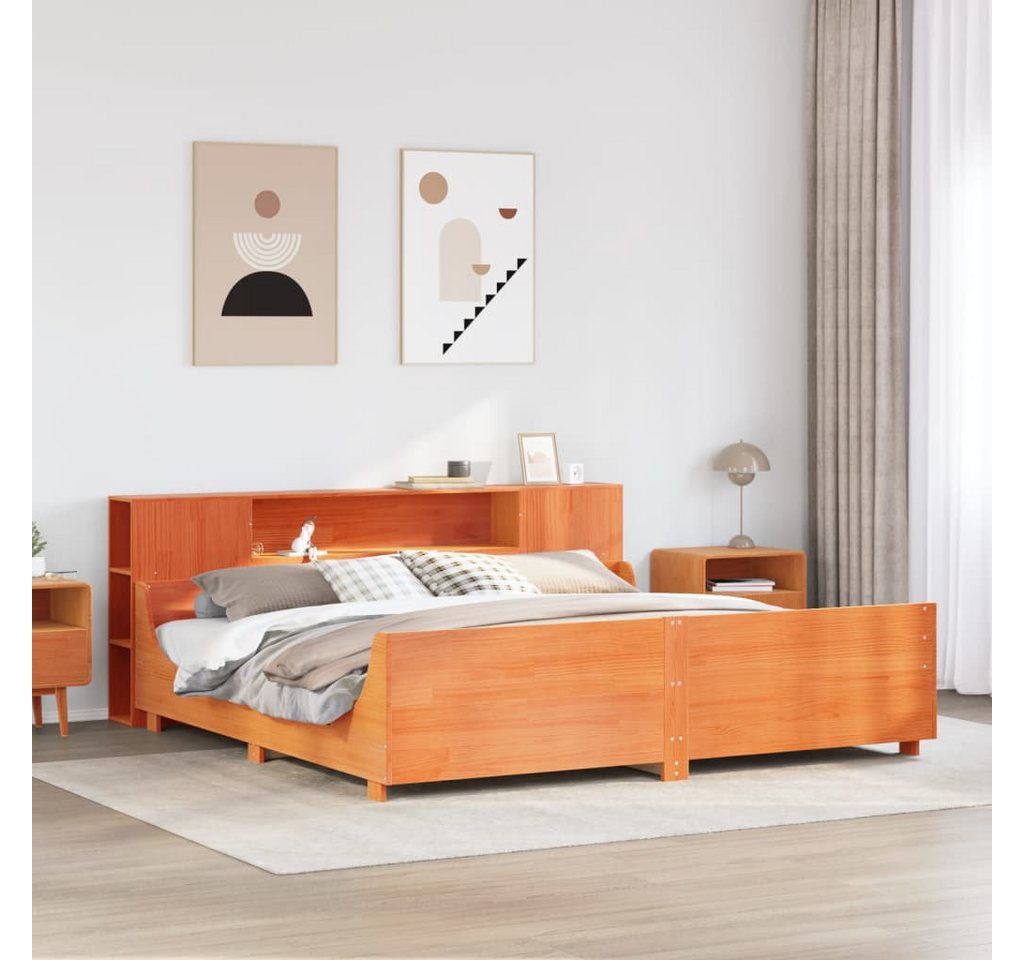 vidaXL Bett, Massivholzbett ohne Matratze Wachsbraun 200x200 Kiefernholz günstig online kaufen