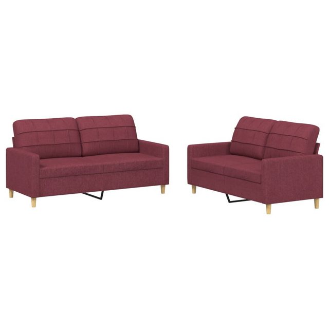 vidaXL Sofa Sofagarnitur mit Kissen Stoff, Standard, Rot günstig online kaufen